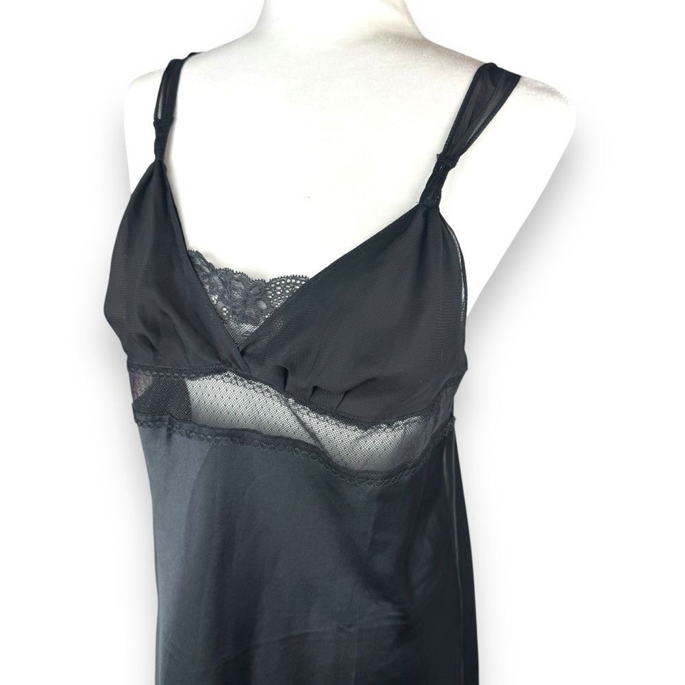 Victoria's Secret Black Satin Slip Dress with Lace Trim - Picture 10 of 15